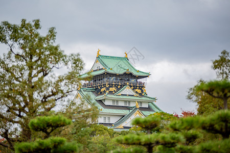 日本大阪城友城公园高清图片