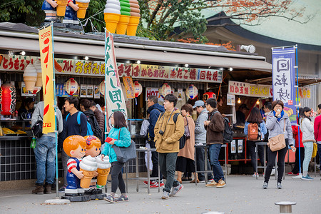 餐饮店宣传费日本大阪城公园小卖店背景