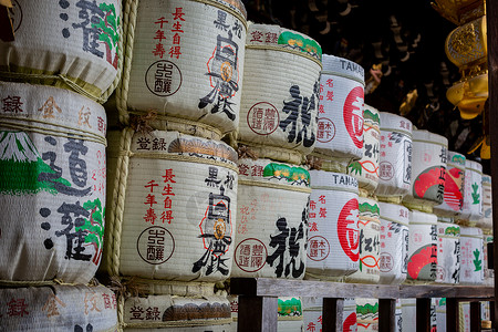 日本天满宫日本酒缸高清图片