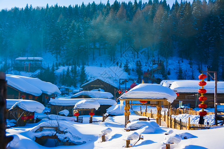 雪乡素材黑龙江雪乡风光背景