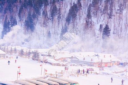 雪乡滑雪黑龙江雪乡风光背景