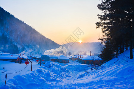 黑龙江雪乡风光背景图片