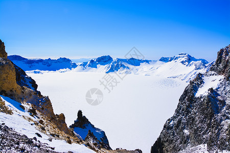 长白山雪吉林长白山天池背景