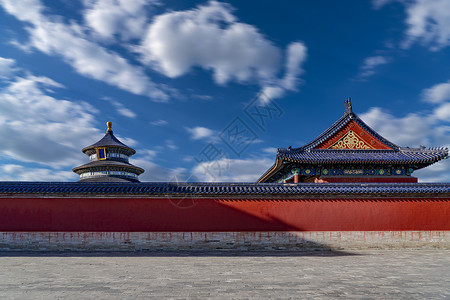 北京天坛公园天坛公园的祈年殿.东配殿背景