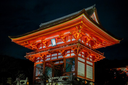 日本清水寺夜景背景图片