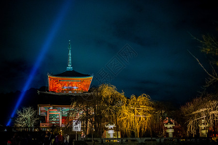 日本清水寺夜景背景图片