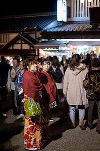 日本夜市日本清水寺和服背景