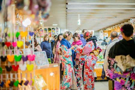 日本风情游日本商店和服背景