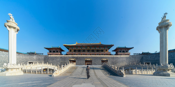 湖北襄阳唐城宫殿背景图片