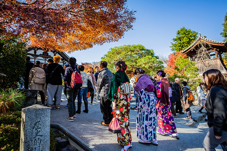 日本天龙寺赏秋图片