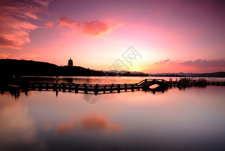 杭州西湖长桥高清图片