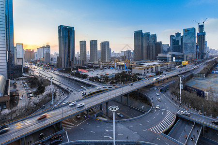 城市高架车流延时摄影高清图片