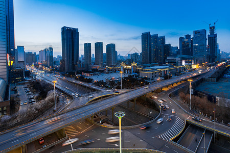 城市高架车流延时摄影背景图片