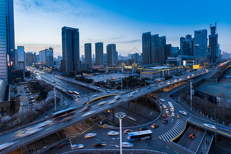 城市高架车流延时摄影背景图片