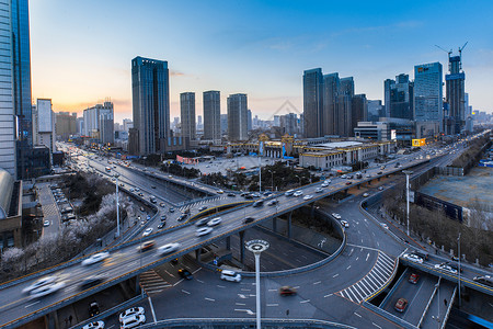 城市高架车流延时摄影背景图片