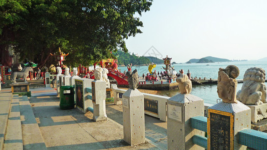 水清沙细香港浅水湾天后古庙湾背景