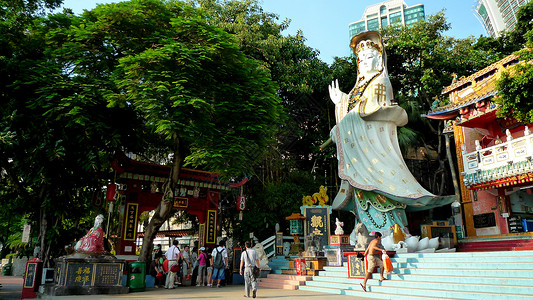 香港浅水湾天后古庙背景图片