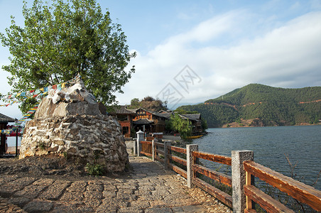 云南泸沽湖里格半岛背景图片