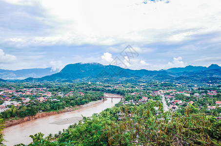 老挝琅勃拉邦琅勃拉邦普西山背景