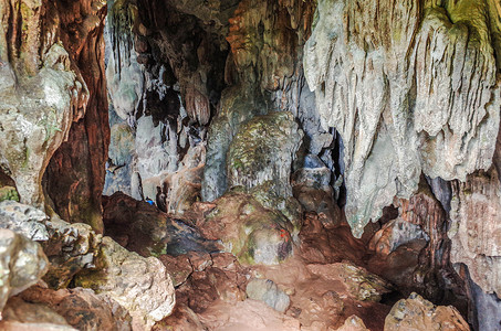 老挝万荣坦普坎溶洞和蓝色泻湖高清图片
