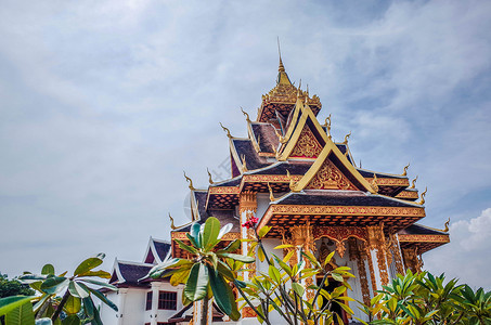 老挝万象建筑老挝万象西孟寺背景