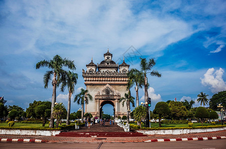 集美解放纪念碑老挝万象凯旋门背景