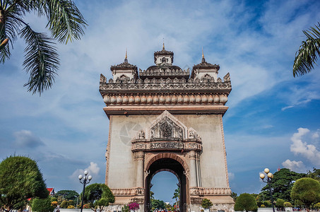 老挝建筑老挝万象凯旋门背景