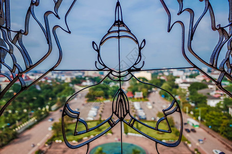 神话的老挝万象凯旋门背景