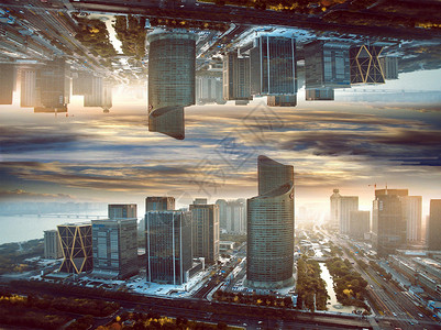 镜面城市城市建筑背景设计图片