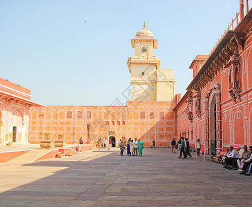 斋普尔地标印度斋普尔城市宫殿背景
