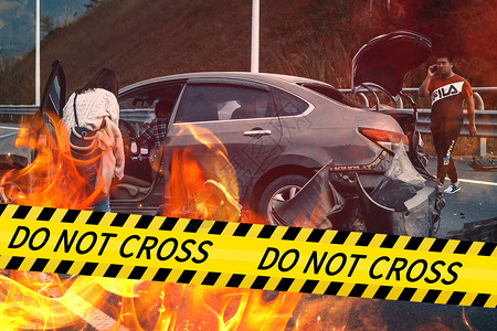 小心火焰交通事故设计图片