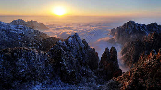 日出黄山毛笔字黄山日出背景