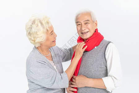 老人围巾老年夫妻关爱呵护背景