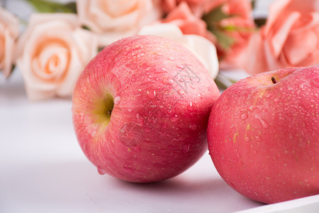 苹果玫瑰红富士苹果背景