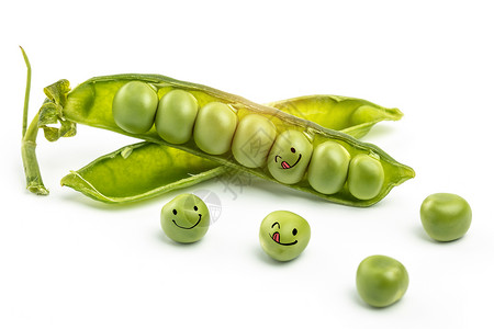 绿色蔬菜油菜笑脸可爱豌豆粒设计图片