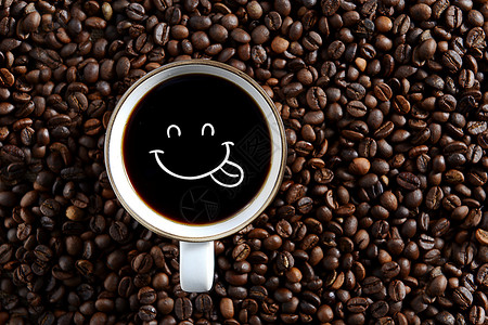 咖啡冲泡现磨咖啡笑脸设计图片