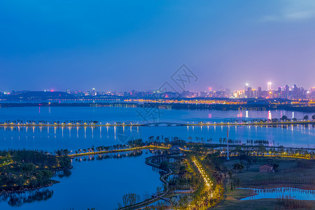 远处夜景武汉东湖绿道美图背景