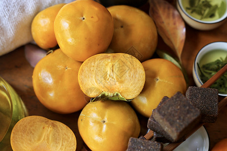 橙色季节秋季柿子成熟的季节背景