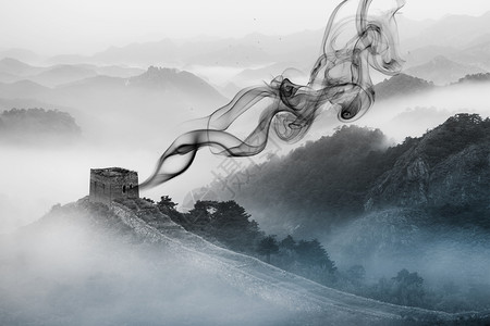 烽火台水墨中国风设计图片