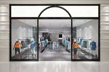 3d模特现代服装店门头设计图片