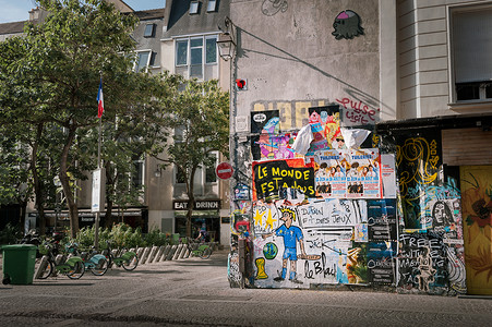 街道涂鸦法国巴黎街头风景背景