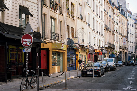 街角建筑法国巴黎街头风景背景