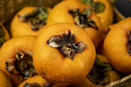 秋季脆柿子各种不同水果味道的月饼高清图片