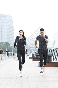 男女青年跑步锻炼健身背景图片