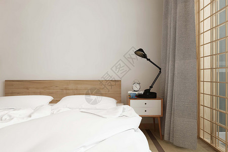 睡觉床头柜日式极简卧室设计图片
