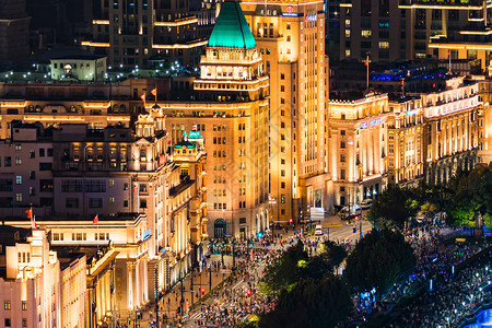 上海外滩万国建筑夜景背景图片