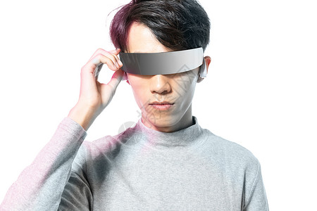 全息眼镜使用虚拟科技眼镜的男生背景