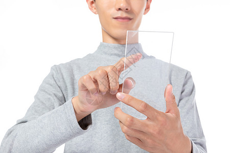 玻璃概念手机使用透明手机特写背景