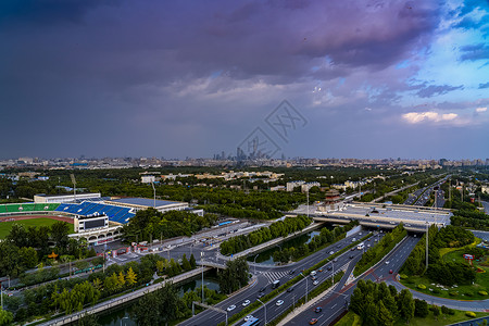 永定门远景国贸的高楼背景