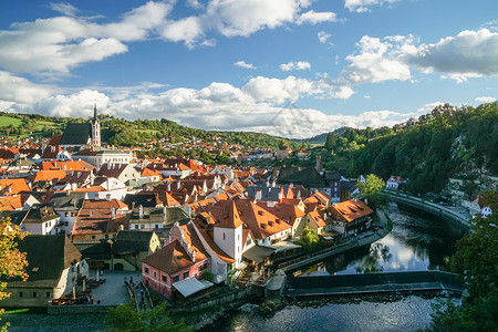 捷克CK小镇的风景背景图片